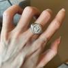 Anello Ottagonale Scudo Stile Retro Lusso Leggero Francese Diamante Italiano Lavorazione Spazzolata Stile di Corte Nicchia Anello da Donna