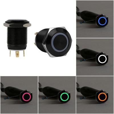 Gadget Black 12V 4Pin 12mm Push Button LED Power Momentary Switch Car Latch
