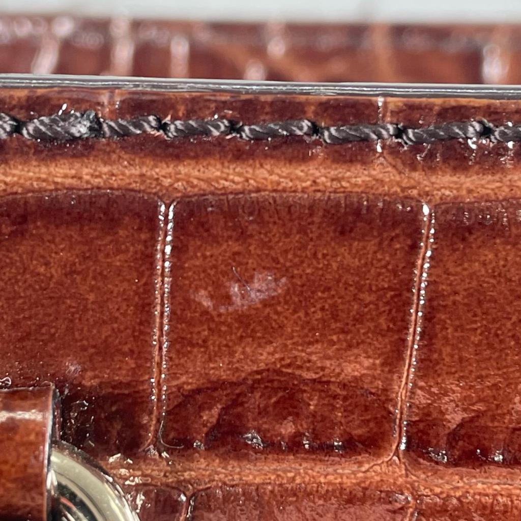 Kate Spade New York Croco Embossed Handbag Leather Brown Women Used