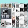Premium Polyester Peach Skin Geometric Cushion Cover In Black White Gray For Elegant Touch