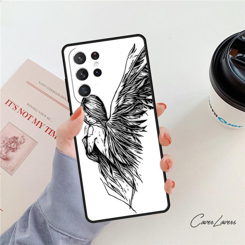 Fantasy Angel Girl Wings phone case For Samsung Galaxy S24 S25 S23 S22 Ultra Note 10 20 Plus S20 S21 FE Cover