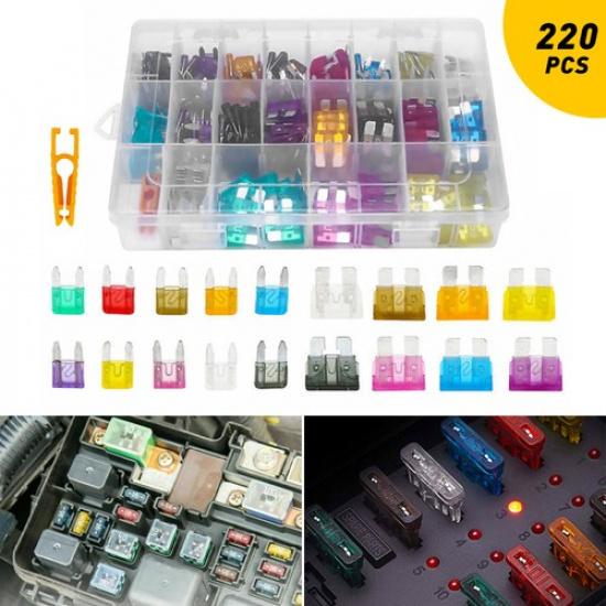 220Pcs Car Blade Fuse Kit Assortment Assorted Set For Truck Auto Automotive D