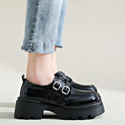Sapatos Estilo Faculdade Sapatos Mary Jane Femininos Sapatos Femininos Primavera Novo Mocassins de Couro Autêntico Plataforma Muffin Sapatos de Couro