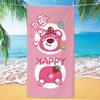 Cute Strawberry Bear Beach Towel Microfiber Printed Children'S Trumpet Cartoon Bear Beach Towel