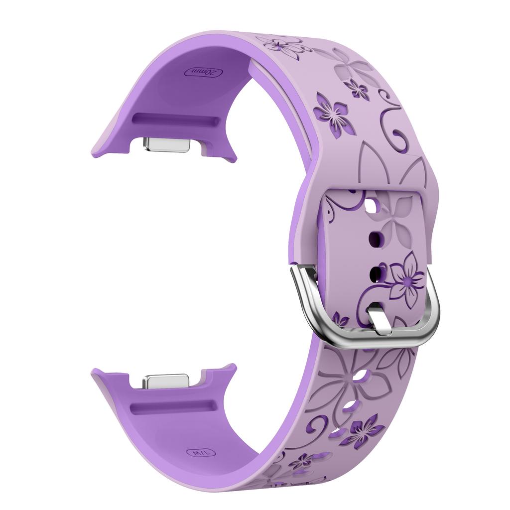 Silicone Carved Print Watch Strap for Samsung Galaxy Watch 8 Classic 46mm/Watch 8 40 44mm Bracelet for Samsung Watch 8 Wristband