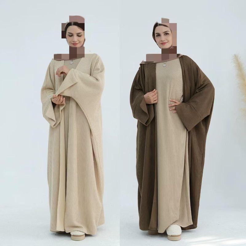 New Dubai Middle East Autumn and Winter Knitted Loose Sweater Cardigan Dress Cardigan Knitted Dress