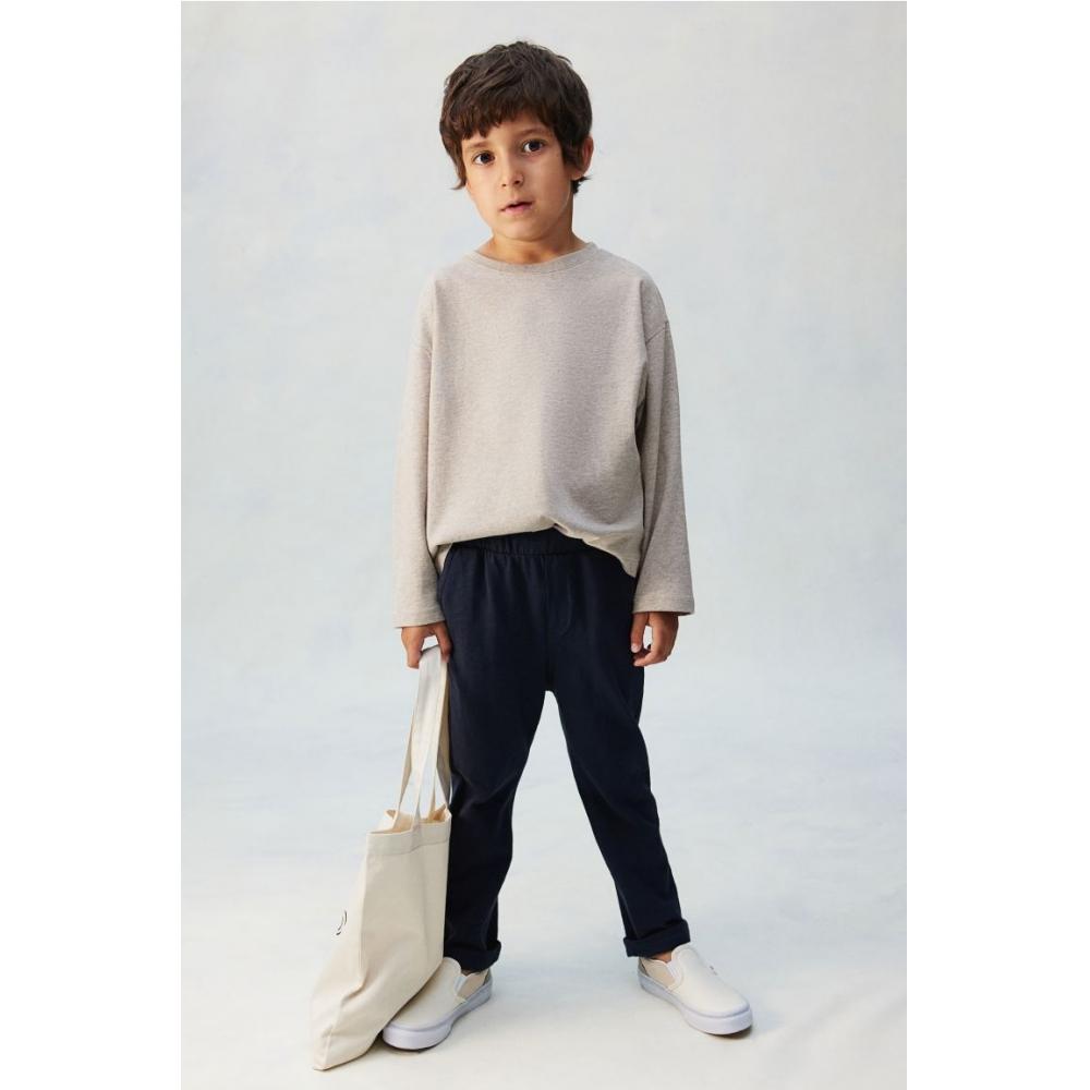 

Футболка с длинным рукавом из хлопка HM бежевого цвета