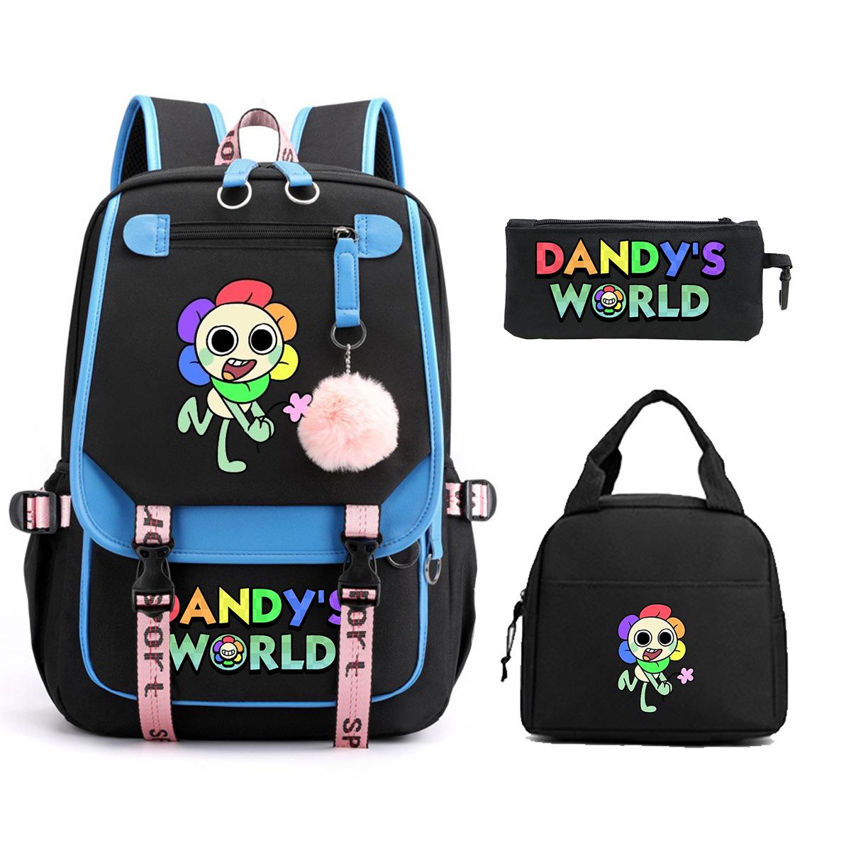 

Dandy s world cartoon game printing primary and secondary school school bag three-piece children s meal bag pencil case No specification