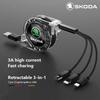 3 In 1 Micro USB Type C Charging Cable Multi Charger For Skoda Octavia Fabia Kamiq Kapoq Kodiaq Rapid SCALA Superb A5 A7 Yeti