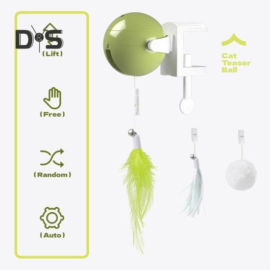 Elektrisches Katzenspielzeug mit Federn zum Aufhängen an der Tür, intelligentes Katzenspielzeug zum Selbstspielen, automatisches Katzenspielzeug mit flauschigem Federball und Quaste für Hauskatzen