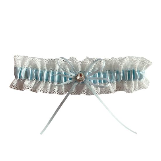 Lace Wedding Garter Faux Pearls Bowknot Floral Lace Garter Stretch Leg Garter Belt Bride Accessories for Women