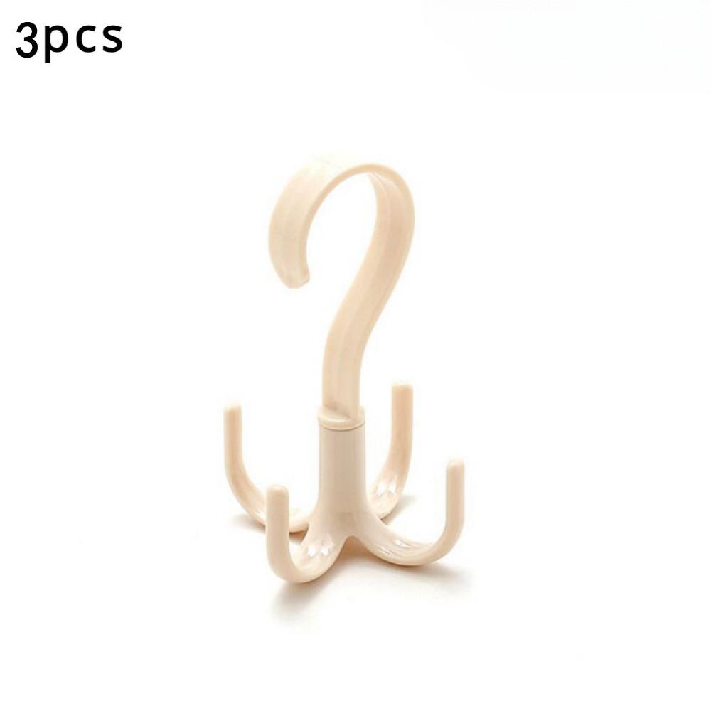 3pcs 360 Degree Swivel Four Prong Hook for Wardrobe and Tie Drying - Multifunctional Hanger and Tie Hooks