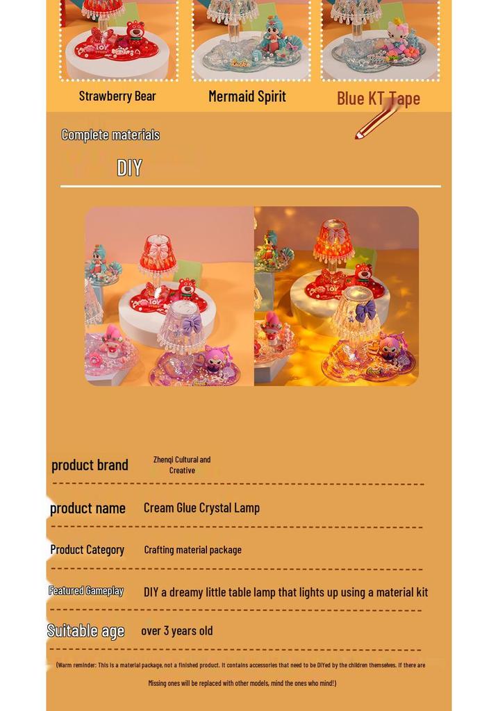 DIY Crystal Night Light Desk Lamp Kit for Girls - Educational Toy & Creative Craft Set