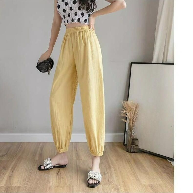 Cotton and Linen Bloomers Women's Summer Loose High-waisted Drape Linen Nine-point Trousers Casual Thin Carrot Harem Pants