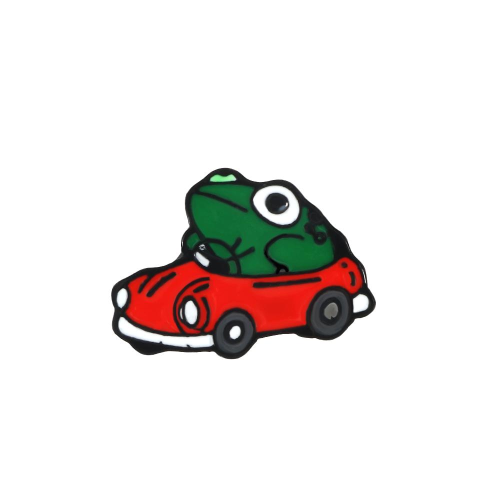 Cartoon Frog Driver Brooch Anime Game Mushroom Dinosaur Animal Enamel Pins BackPack Shirt Lapel Pin Funny Badge Jewelry for Kids
