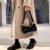 Vintage PU Leather Bag For Women Shoulder Bag Zipper Underarm Bag With Adjustable Strap Y2k Hobo Crossbody Sling Stylish Purse