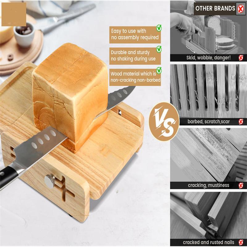 Brødskjærerguide Horisontalt brødskjærebrett med smulebrett Justerbar brødskiveguide Kjøkkenredskap