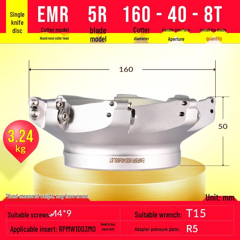 EMR Face Milling Round Nose CNC Tool Holder BT40 R5 Extended Cutter Head
