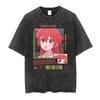 Men T-Shirt Bocchi The Rock Manga Ryo Top Print Vintage T-Shirt Basis O-Collar Black Shirt Short Sleeve Washed T-Shirt