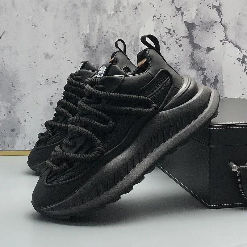Chunky Sneaker for Men Solid Color Fashion Casual Shoes Comfortable Anti Slip Platform Running Shoe Tenis Masculino