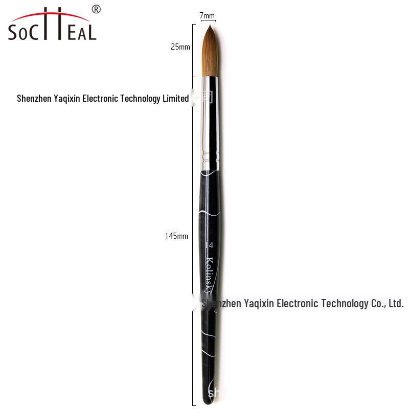 

Кисть для акрилового дизайна ногтей с черно-белым узором, серебристой обоймой, резной хрустальной ручкой, размер 14#