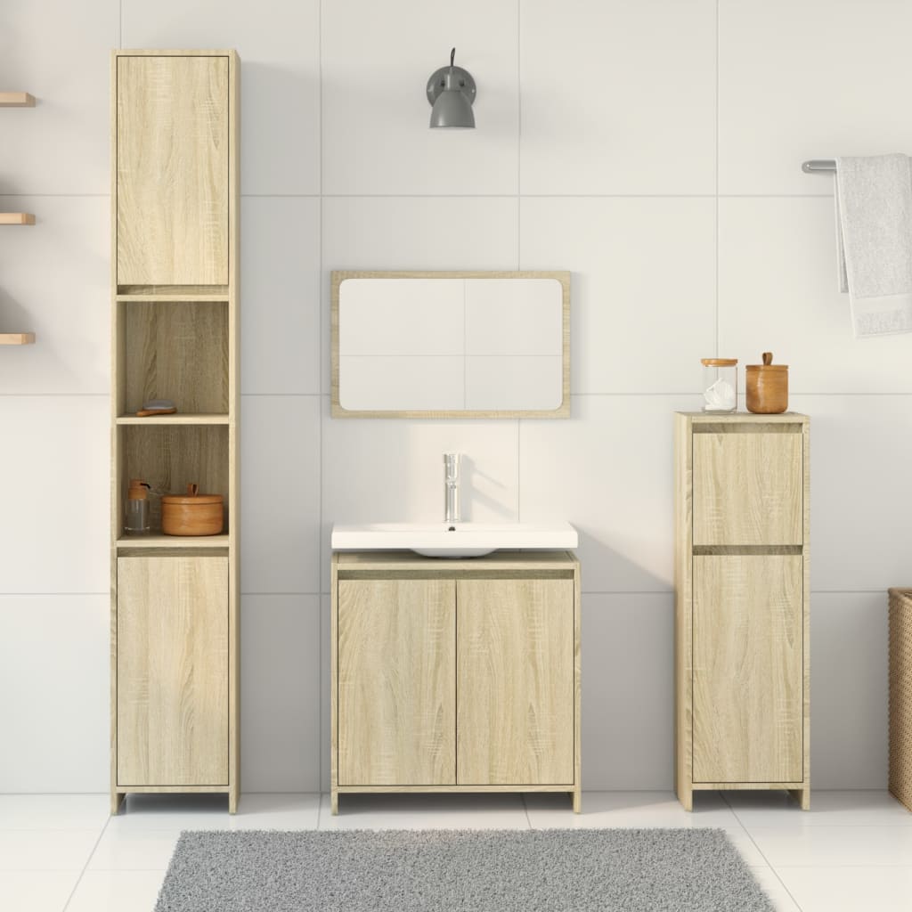 4 Piece Bathroom Furniture Set in Sonoma Oak Particleboard