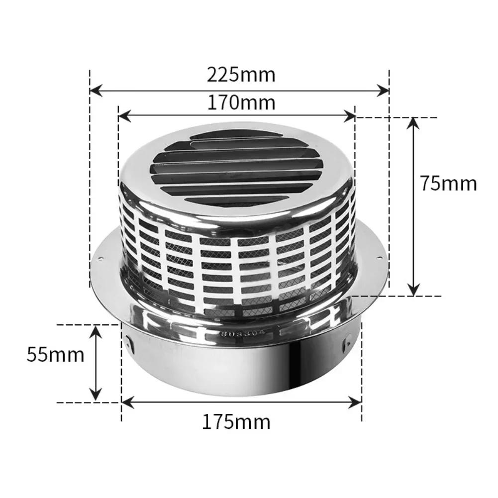 1pcs Exhaust Hood Cover Rainproof Stainless Steel Ventilation Grill Exhaust Hood Cover,Weatherproof Range Pipe Vents Accessories