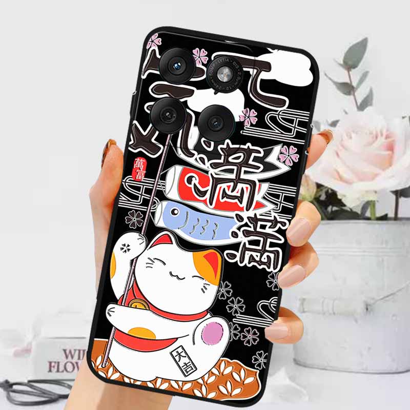 3D Emboss Cases For Edge 60 Fusion / Edge 60 Pro Relief Embossed Retro Silicone Back Cover For Edge 60 Stylus Black Funda 60 Pro