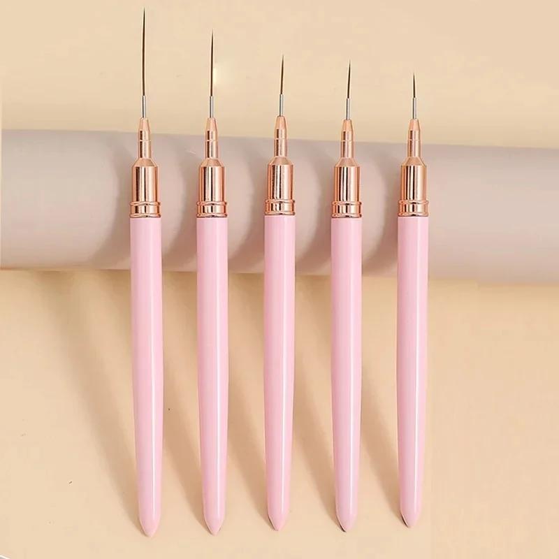 5Pcs Colorful Nail Art Liner Painting Brushes Ultra-thin Line Drawing Tool 7/9/11/15/25mm Details Manicure Nail Liners Pen Tool