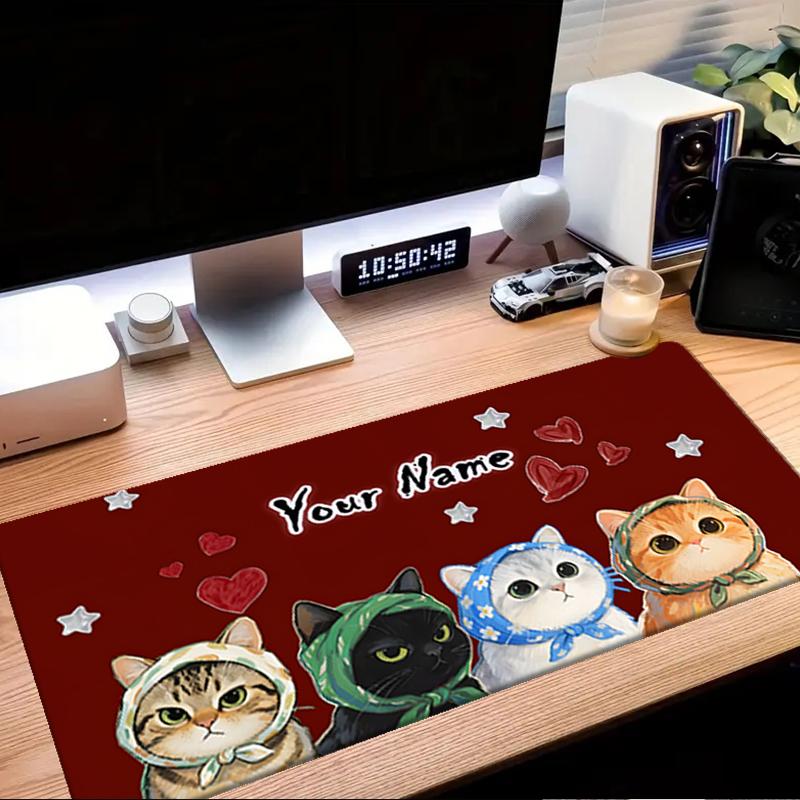 1PC Custom Name Cats Headscarves Celebration Mouse pad, keyboard and mouse desk pad, for computer notebook Birthday Gift For Any Room Or Office