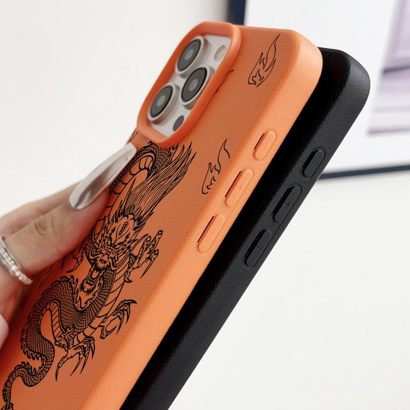 Husă Moale Mată cu Model Dragon Negru Pentru iPhone 16 Pro Max 15 Pro 14 13 12 11 TPU Textură Piele Subțire Rezistentă la Șocuri Husă Bumper