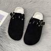 New Bag Head Velvet Platform Slippers Female Couple Cork Mop Large Size Half Mop Lazy Cotton Mop
