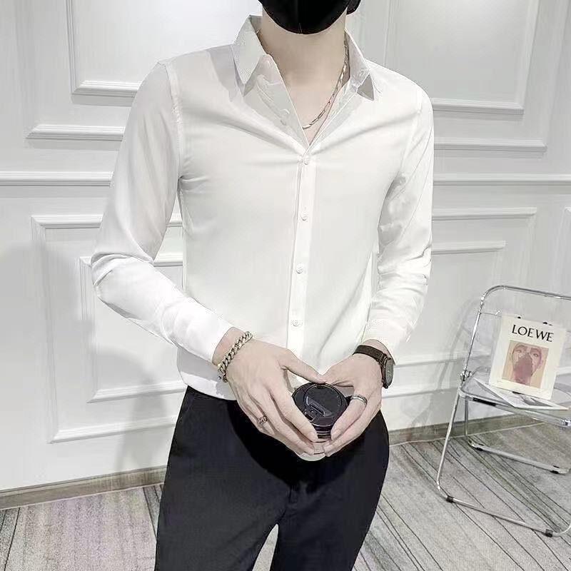New Shirts Men's for Summer Casual Business Shirts for Slim Long-sleeved Inch Clothes