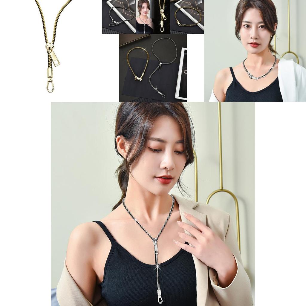 Elegant 18k Gold And Silver Zipper Lockbone Necklace For Couples Trendy And Minimalistic Design