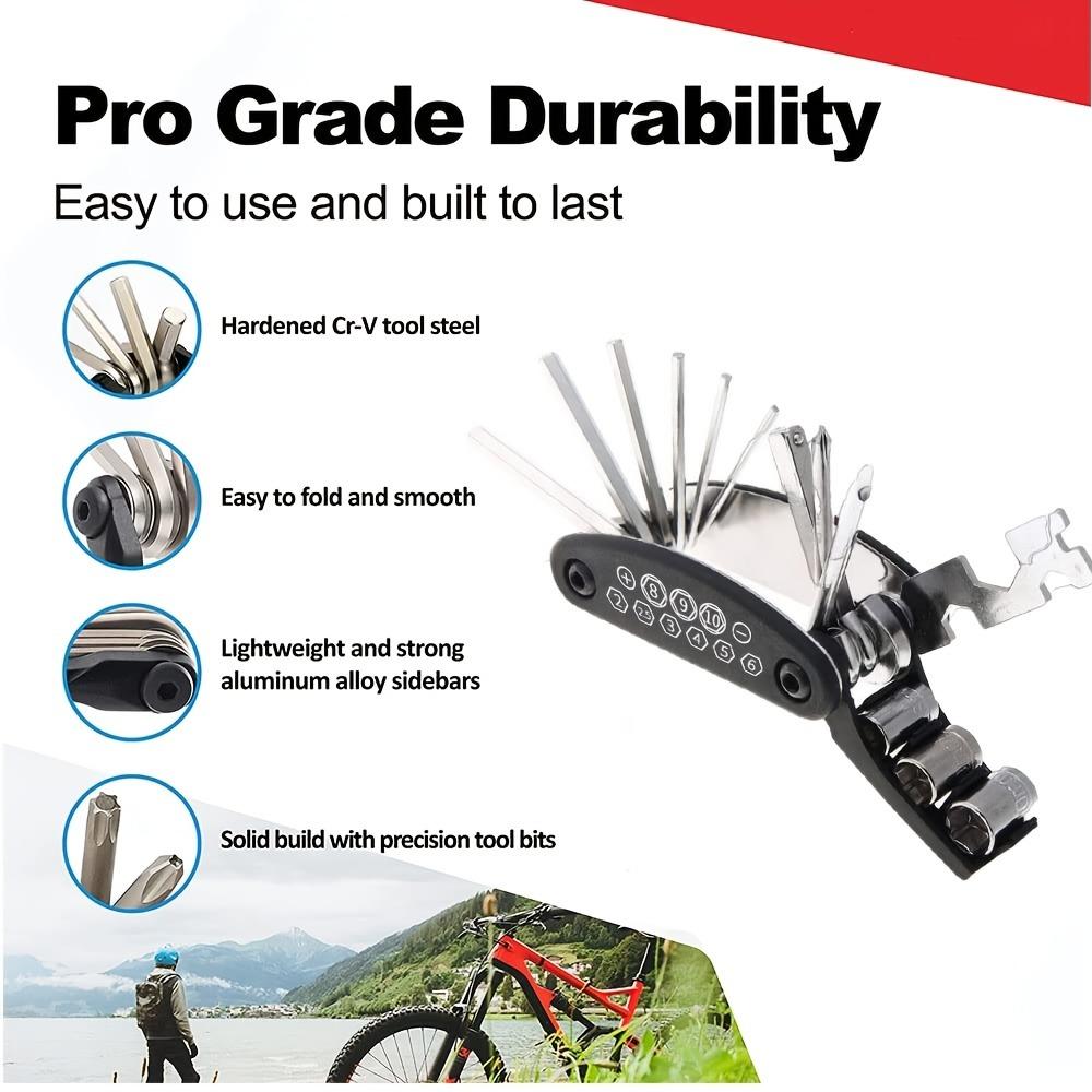 16 in 1 Portable Multi-Functional Bike Repair Tools for Bicycle Mountain Bike and Road Bike Bike Screwdriver Hex Key Set