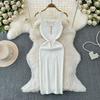 French Style Temperament Knitting Vest Suspender Skirt 2024 Summer Women's Fancy Sleeveless Waist Slim Looking Sheath Dress