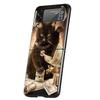 Hard PC Phone Case For Samsung Galaxy Z Flip 7 6 5 4 Black Cover For Galaxy Z Flip 3 Foldable Shockproof Money Cat Fundas Capas
