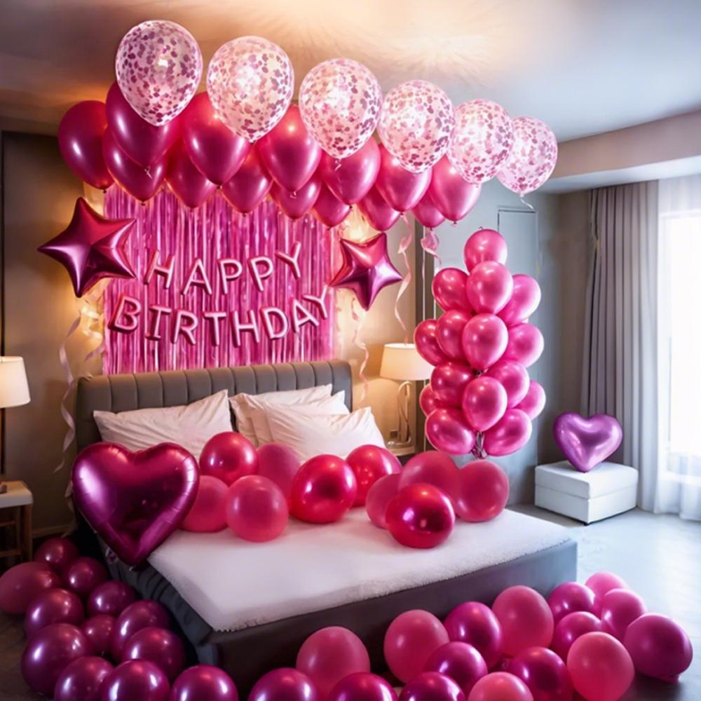 Birthday Rainsilk Curtain Balloon Set Birthday Letter Heart Five Star Aluminum Foil Balloon Birthday Party Decoration