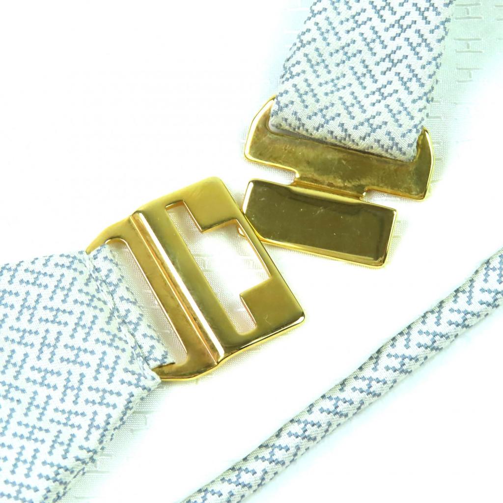 Pristine HERMES H Motif Cummerbund and Butterfly Tie Ensemble Light Gray Silk Used