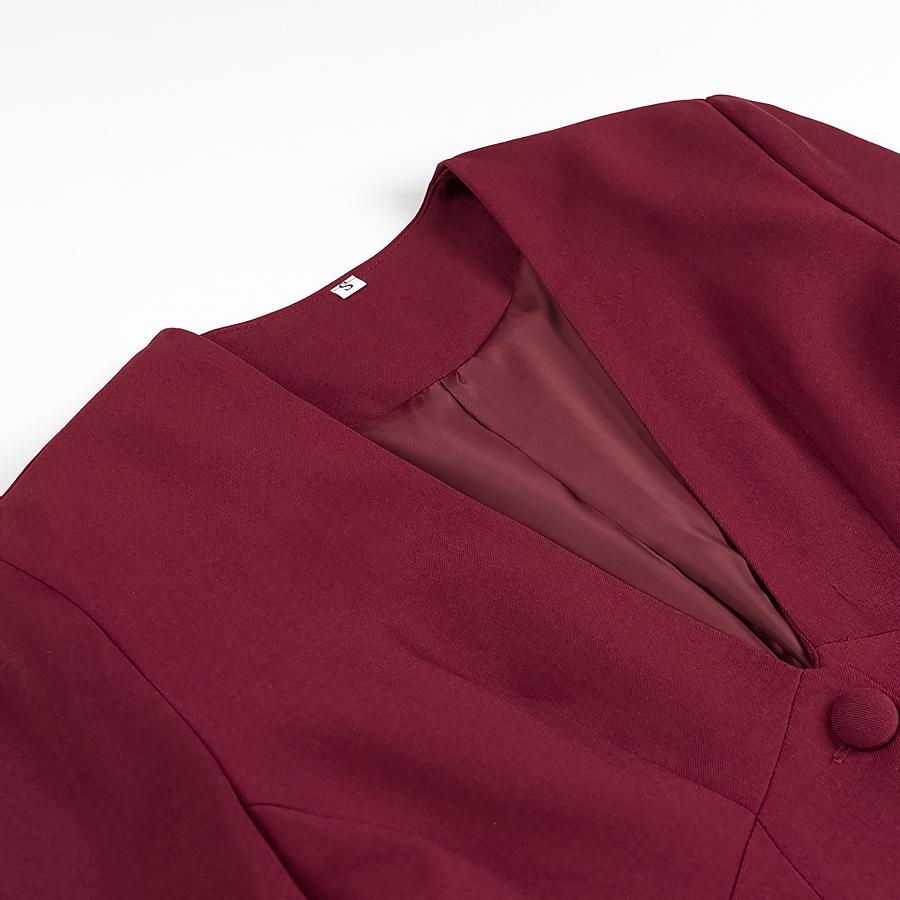 Spring European & American V-Neck Slim Suit Jacket with Straight-Leg Pants Set