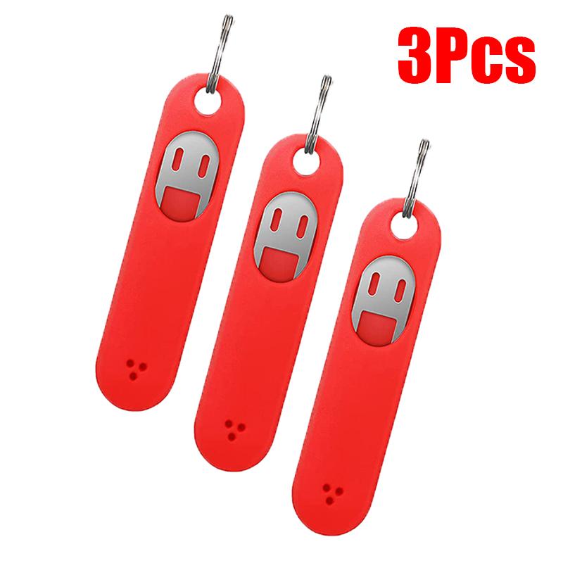 3pcs Silicone SIM Card Pin Keychain Phone ID Card Tray Pins Anti-lost KeyChains Stainless Steel Removal Needle Thimble Keyring