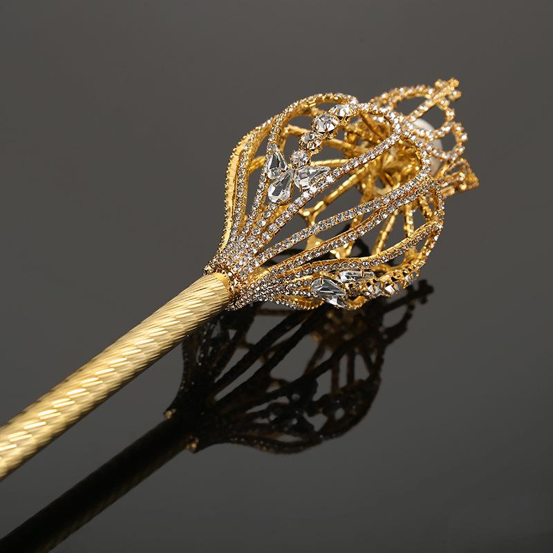 High-Quality Rhinestone Oval Crown Scepter - Bright Magic Fairy Wand