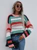 Autumn New Women's Clothing Rainbow Intercolor Knitted Sweater Pullover Women's Clothing Loose Sweater Women