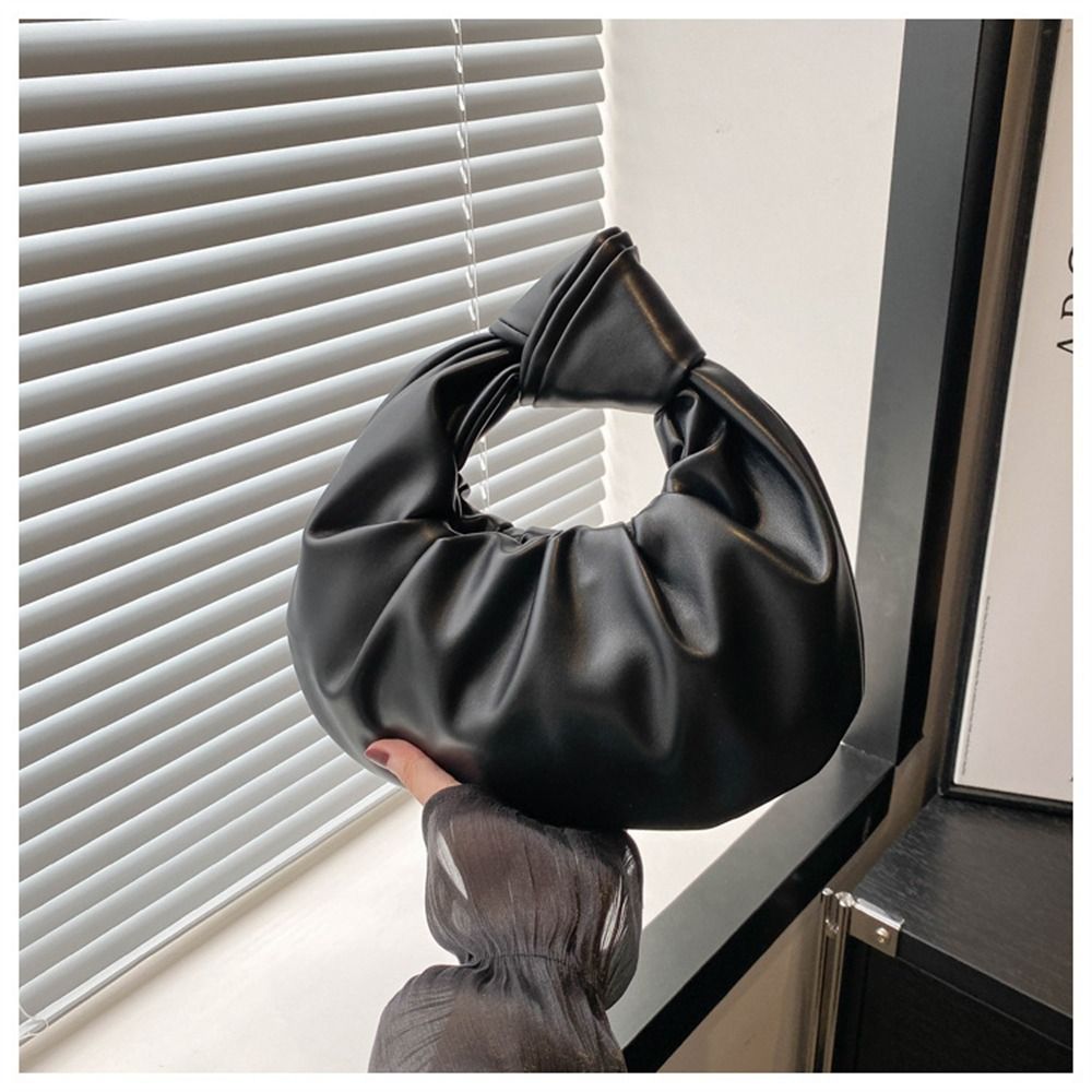 

Повседневные плечевые сумки из искусственной кожи большой вместимости однотонные сумки-тоут легкие подмышечные сумки для женщин девушек чёрный