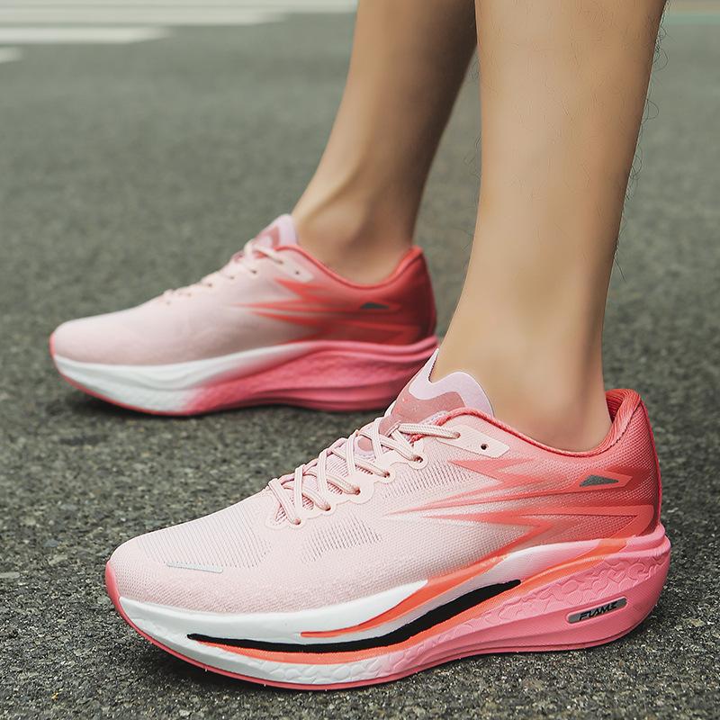 New Sports Shoes Fashionable Men's and Women's Running Shoes Marathon Full Palm Popcorn Racing Shoes Shock Absorption Training Shoes
