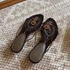 Flip Flops Summer New Round Toe Rhinestone Buckle Soft Sole Non-slip Wear-resistant Low Heel Shoes