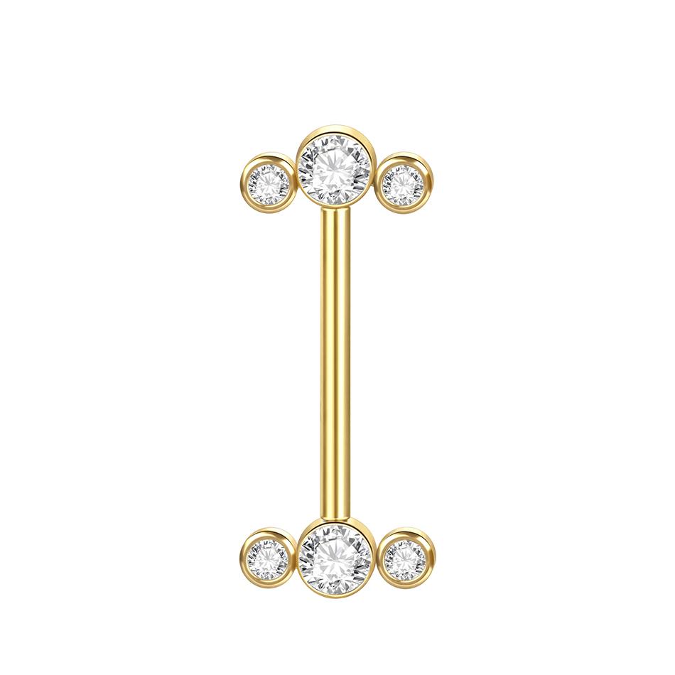 1PC PVD Titanium Nipple Piercing Bar For Women 14G Bezel Set CZ Front Facing Barbell Nipple Shield Ring Sexy Body Jewelry