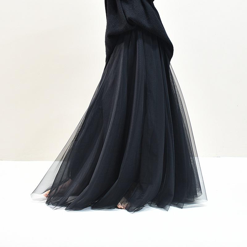 A-line Women's Summer Mesh Gauze Skirt - Fairy Style, Wide Hem, Mid-Length, Slimming Temperament