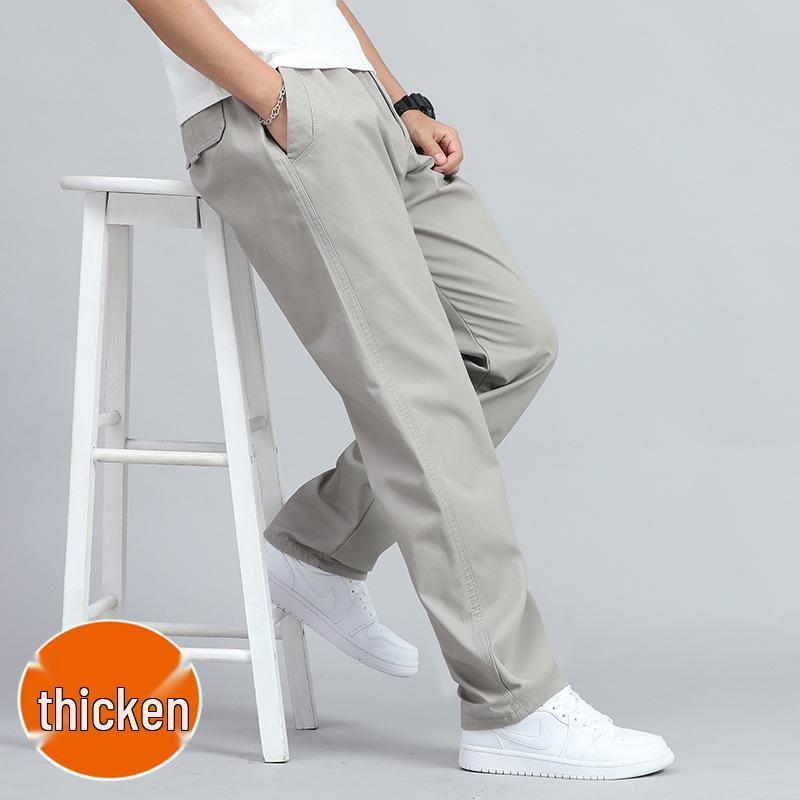 Men's Loose Fit Cotton Casual Pants with Multiple Pockets - Plus Size, Straight Leg, Ideal for Spring/Summer.