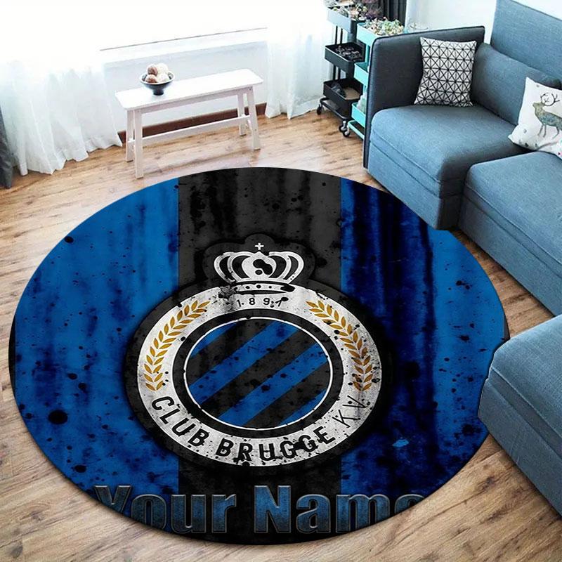 Club Brugge KV Custom Name Round Area Rug,Carpet Rug for Living Room Bedroom Sofa Playroom Decor,Non-slip Floor Mat
